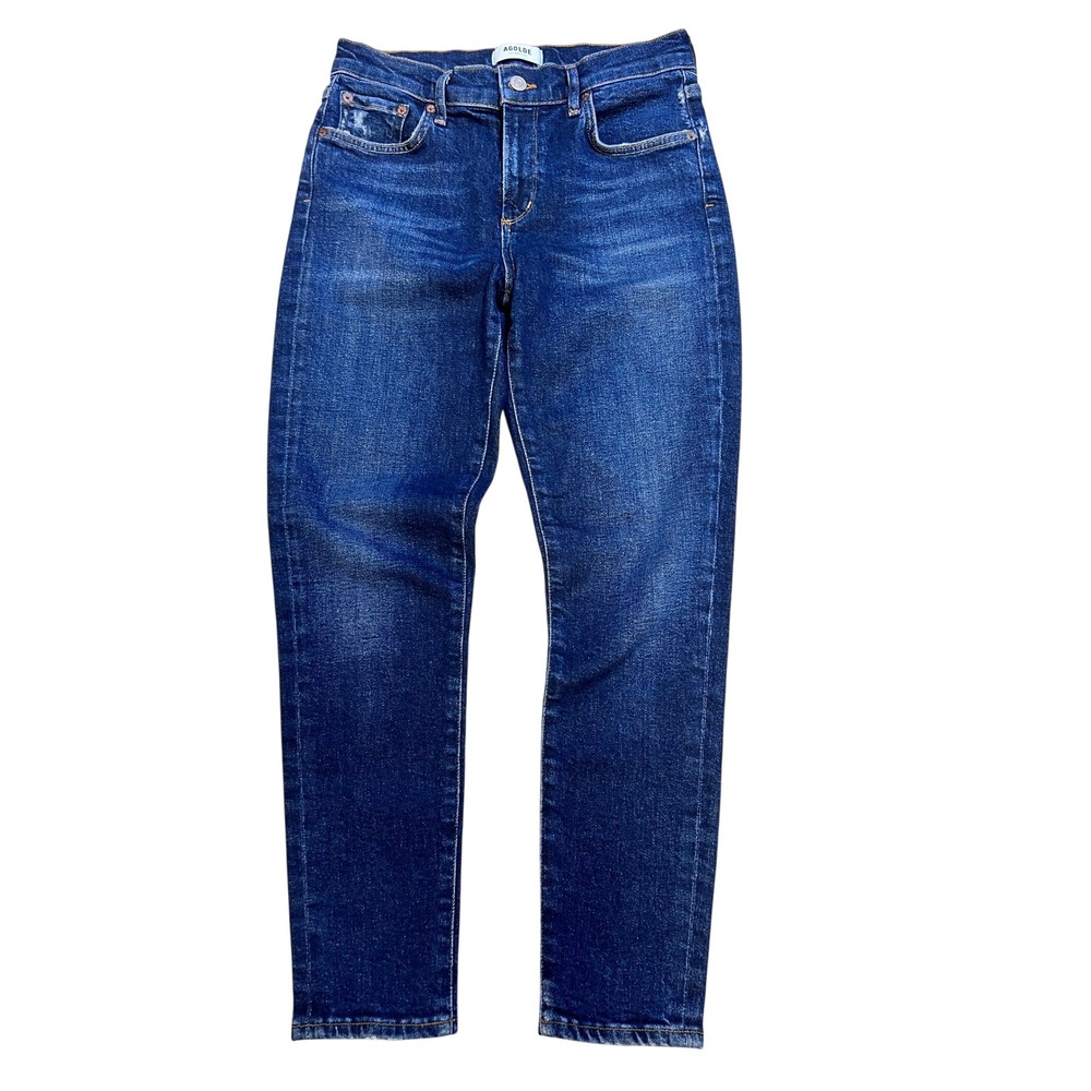 AGOLDE Sophie Skinny Jeans SZ 26 Blue Excellent Dark Wash High Rise Distressed